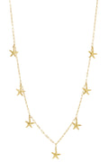 Lange ketting met zeesterren in het goud