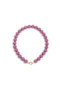 Kralenketting met violet paarse grote kralen en rond gouden slot 