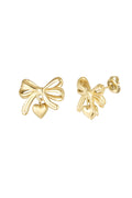 Oorstuds oorbellen goud van strik met hart hanger waterproof