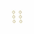 Oorstuds hangers van klavers en glitters in het goud
