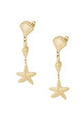 Stud schelpen en zeester oorbellen in het goud