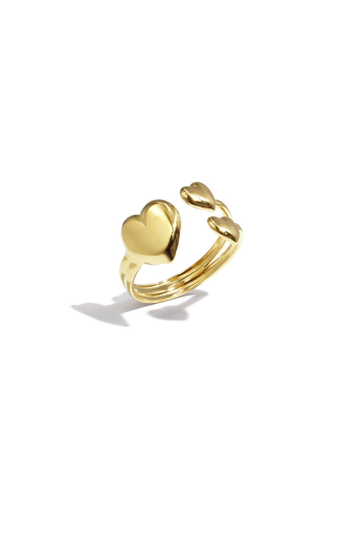 Gouden hartjes ring met drie harten