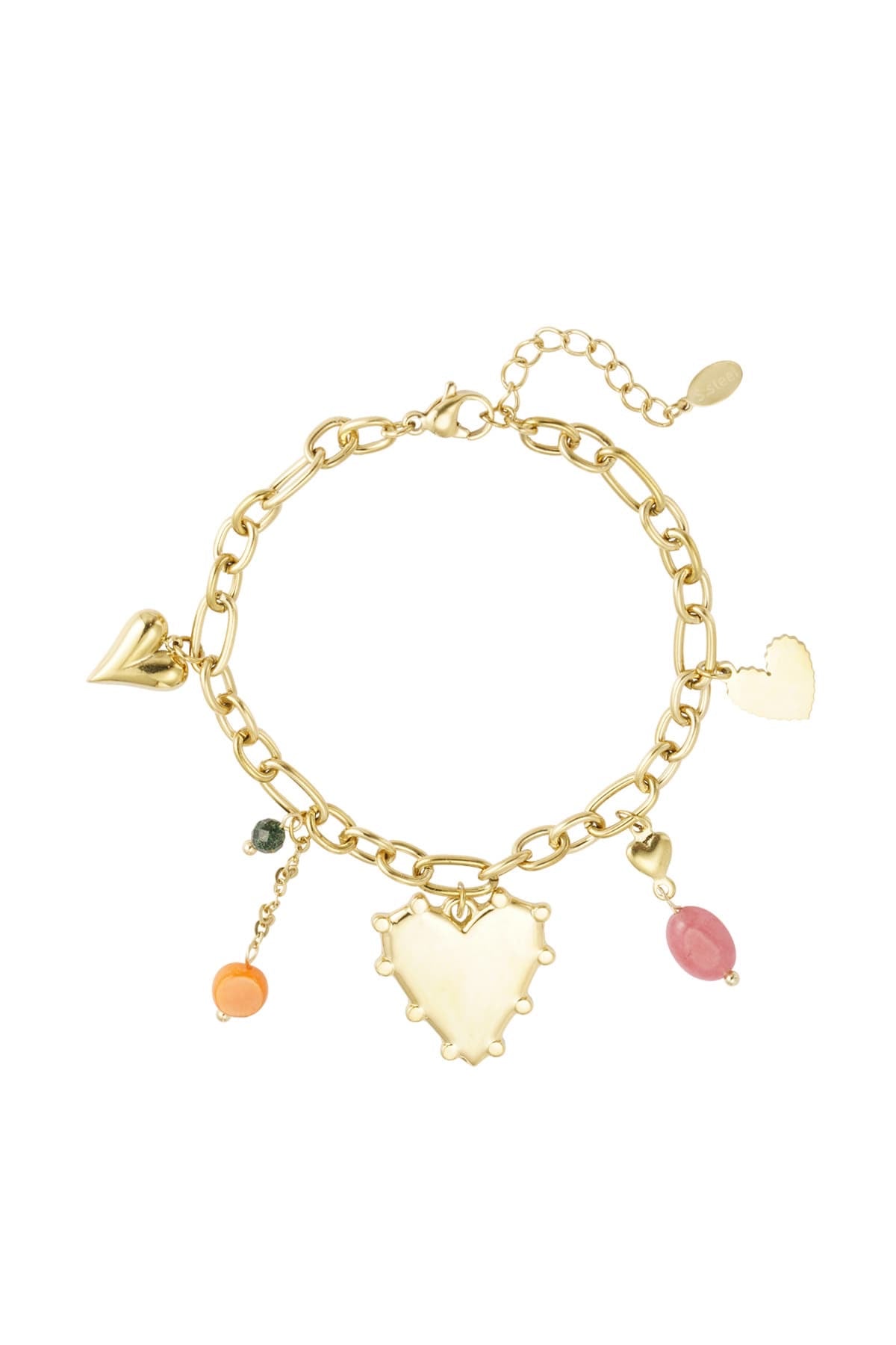 Goudkleurige armband met bedels stainless steel