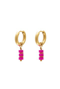 Oorbellen hangers goud met roze detail rvs