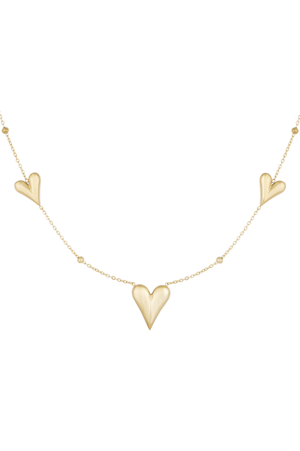 Ketting met drie harten in het goud